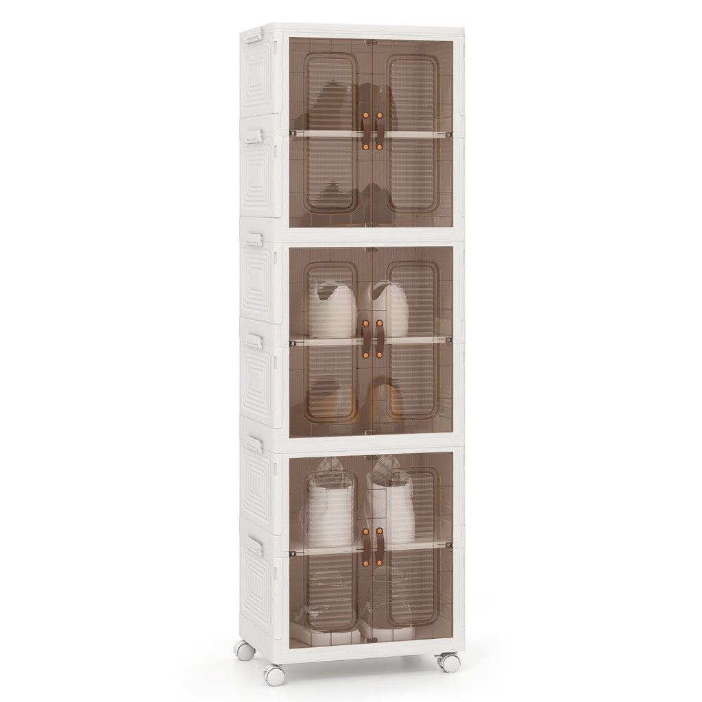 6-Cube Stackable Storage Bins with Lockable Wheels for for Kitchen Living Room Bedroom-