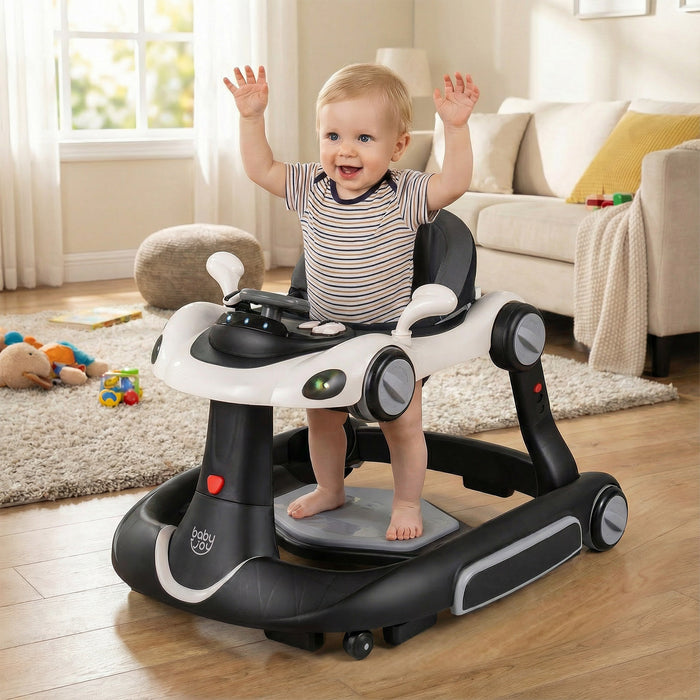 6-in-1 Baby Walker Toddler Push Car with Canopy and Wheels-