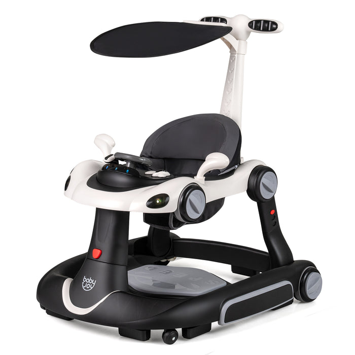 6-in-1 Baby Walker Toddler Push Car with Canopy and Wheels-