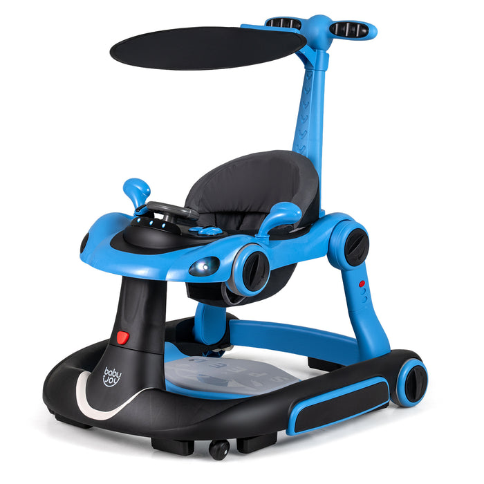 6-in-1 Baby Walker Toddler Push Car with Canopy and Wheels-