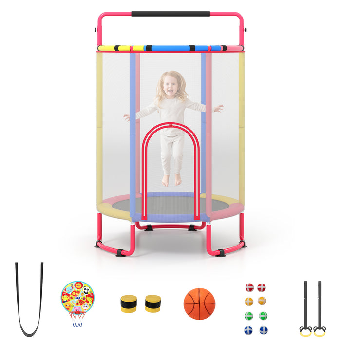 6-in-1 Kids Trampoline 140 cm Indoor Outdoor Trampoline with Swing-