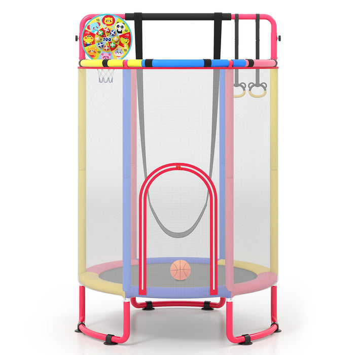 6-in-1 Kids Trampoline 140 cm Indoor Outdoor Trampoline with Swing-