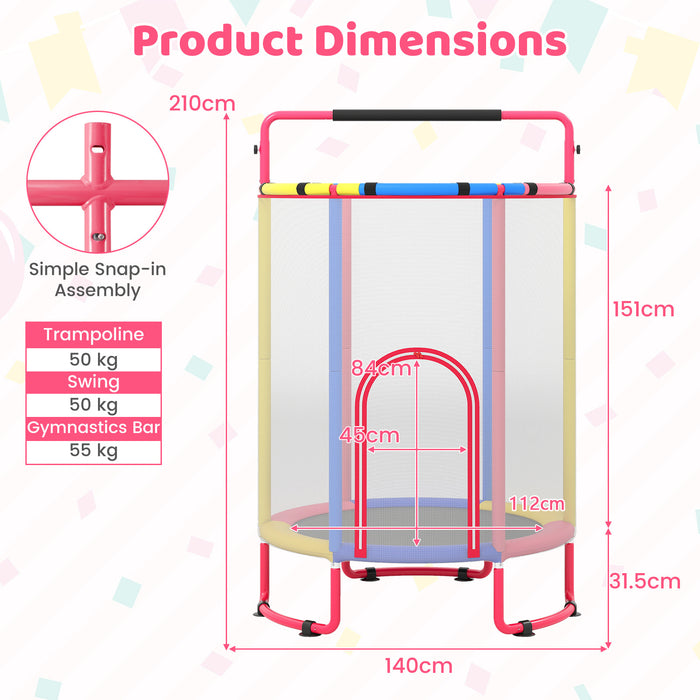 6-in-1 Kids Trampoline 140 cm Indoor Outdoor Trampoline with Swing-