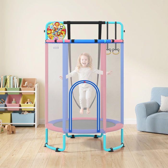 6-in-1 Kids Trampoline 140 cm Indoor Outdoor Trampoline with Swing-