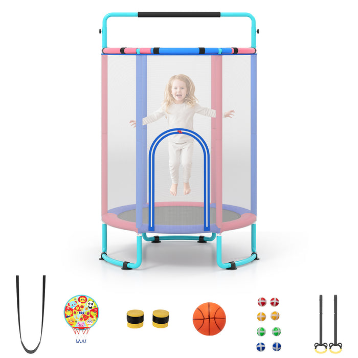 6-in-1 Kids Trampoline 140 cm Indoor Outdoor Trampoline with Swing-