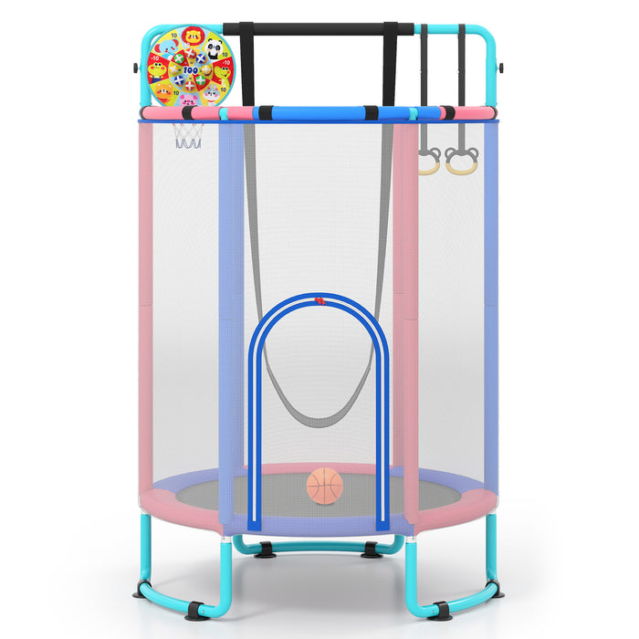6-in-1 Kids Trampoline 140 cm Indoor Outdoor Trampoline with Swing-