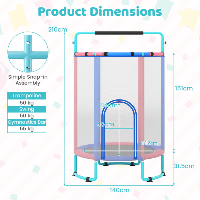 6-in-1 Kids Trampoline 140 cm Indoor Outdoor Trampoline with Swing-