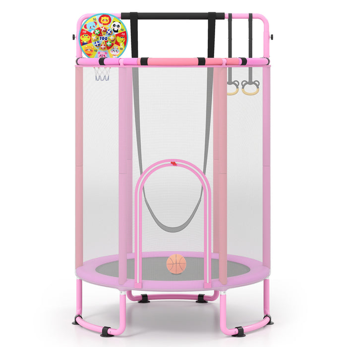 6-in-1 Kids Trampoline 140 cm Indoor Outdoor Trampoline with Swing-