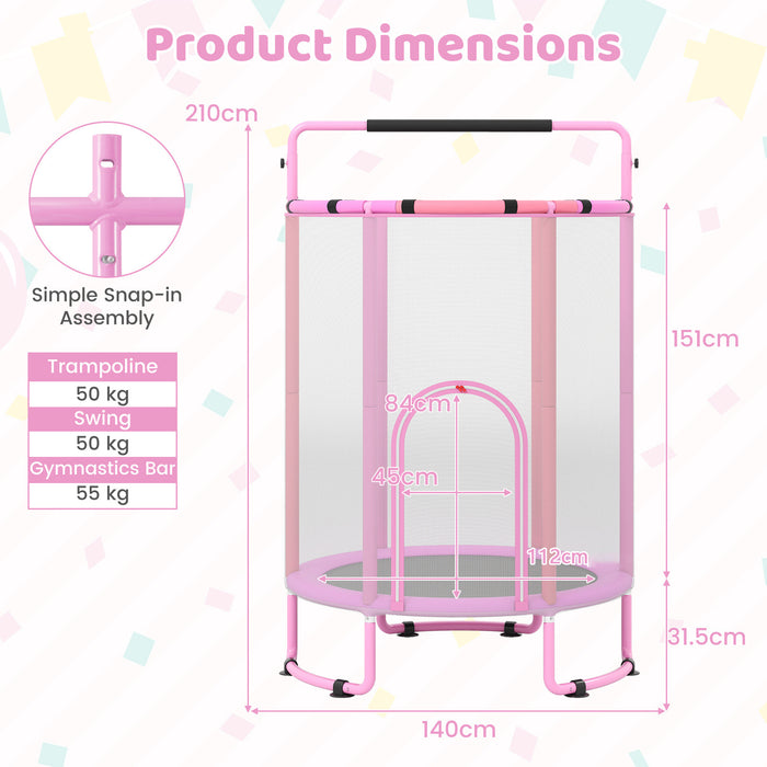 6-in-1 Kids Trampoline 140 cm Indoor Outdoor Trampoline with Swing-