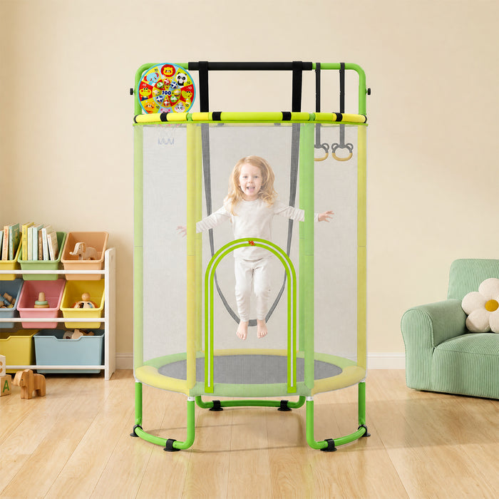 6-in-1 Kids Trampoline 140 cm Indoor Outdoor Trampoline with Swing-