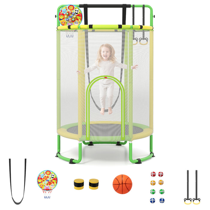 6-in-1 Kids Trampoline 140 cm Indoor Outdoor Trampoline with Swing-