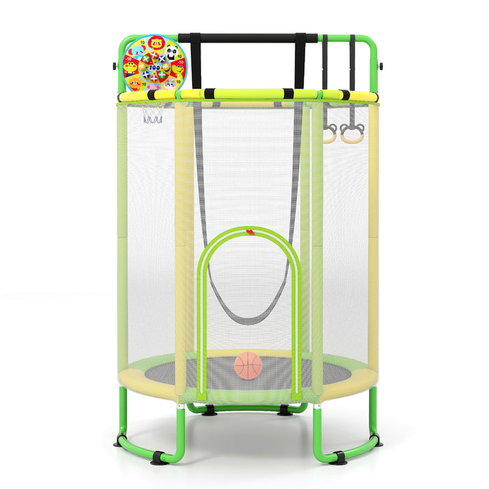 6-in-1 Kids Trampoline 140 cm Indoor Outdoor Trampoline with Swing-
