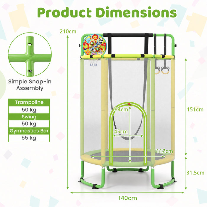 6-in-1 Kids Trampoline 140 cm Indoor Outdoor Trampoline with Swing-