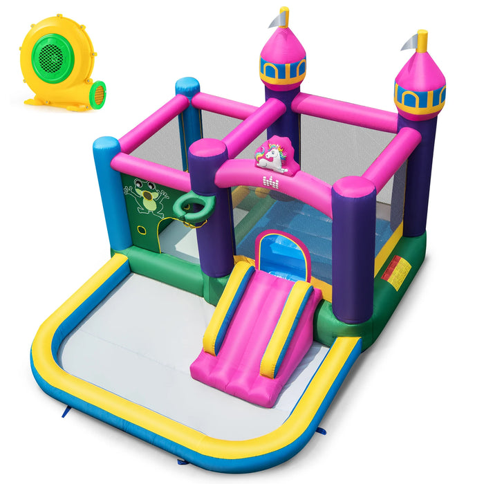 6-in-1 Large Blow up Bouncer Castle with Slide 680W Blower for Kids 3-