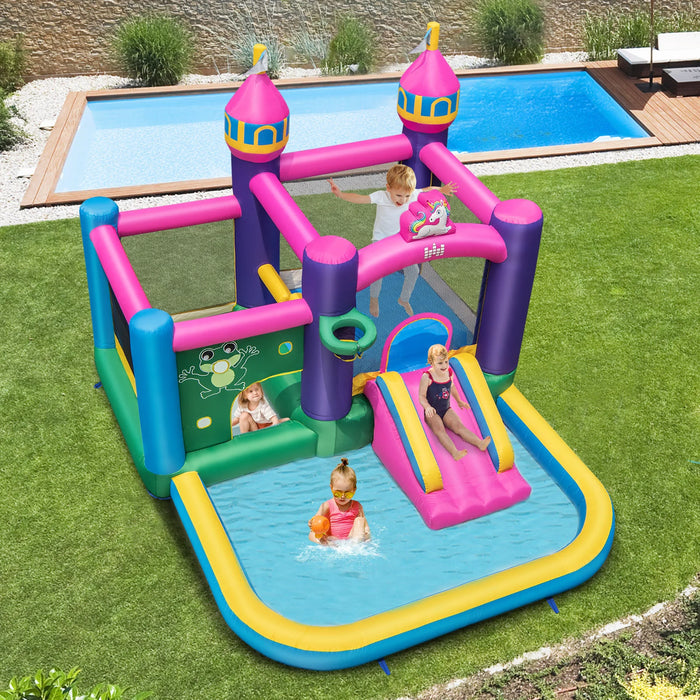 6-in-1 Large Blow up Bouncer Castle with Slide 680W Blower for Kids 3-