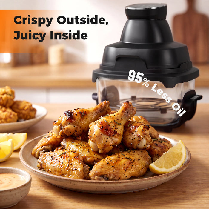 6-in-1 Portable Glass Air Fryer with Lids Built-in Thermostat-