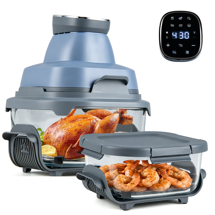 6-in-1 Portable Glass Air Fryer with Lids Built-in Thermostat-