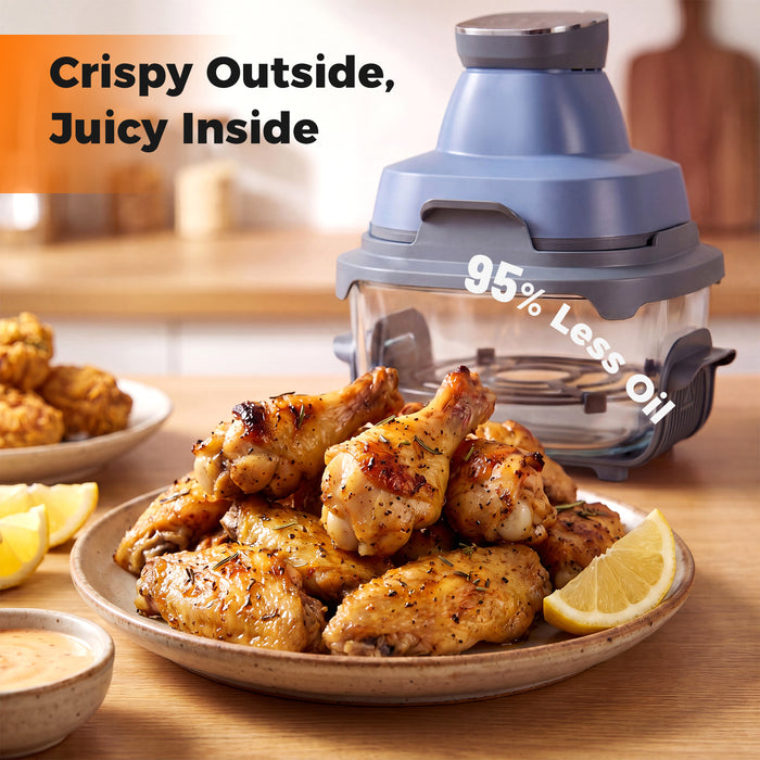 6-in-1 Portable Glass Air Fryer with Lids Built-in Thermostat-