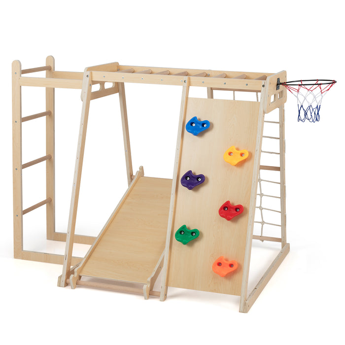 6-in-1 Jungle Gym with Slide and Rock Climbing for 3-14 Years Olds-