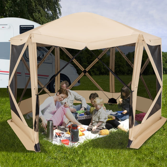 6-Sided Camping Gazebo - Instant Setup Hub Tent with Carrying Bag - Ideal Outdoor Gear for Campers and Travellers