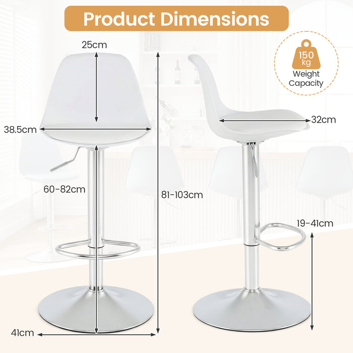 60-82 cm Seat Height Bar Stools Set of 2 with Backrests-Grey