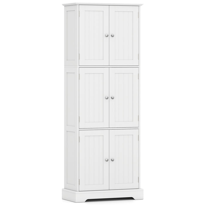 60 x 30 x 160 CM Tall Bathroom Storage Cabinet with 6 Doors-Black