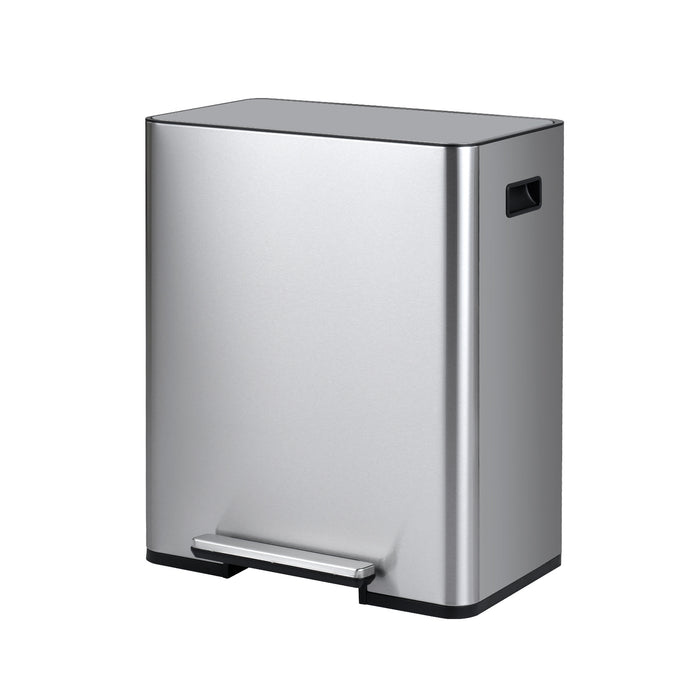 60L Trash Can Stainless Steel Garbage Can with 2 Removable Inner Buckets-