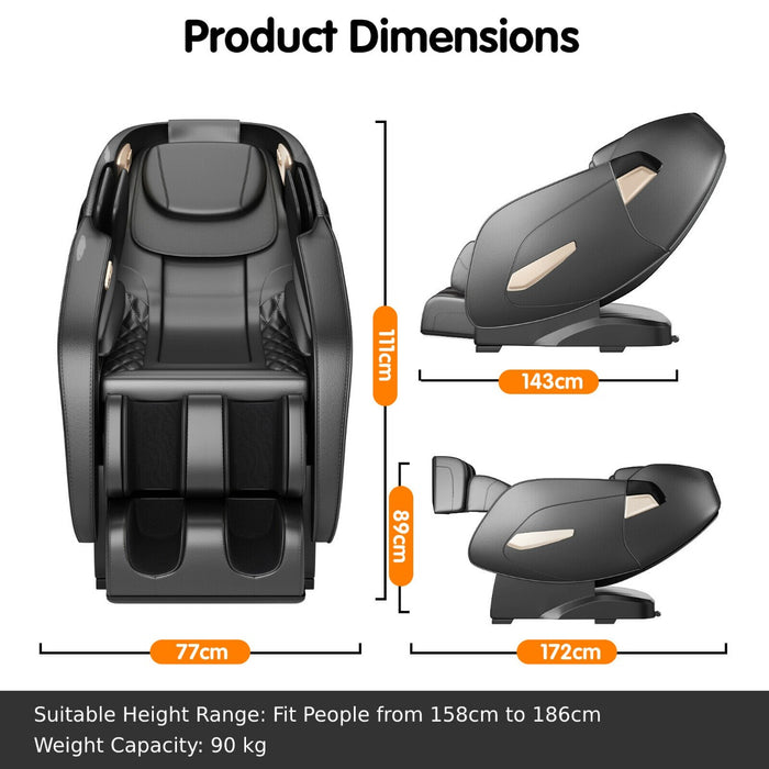 Electric Shiatsu Massage Chair with SL Track, Bluetooth, Heat and Airbag-