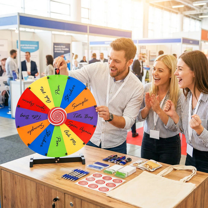 60cm Colorful Tabletop Prize Wheel with Stand Dry Erase Marker and Eraser for Carnival