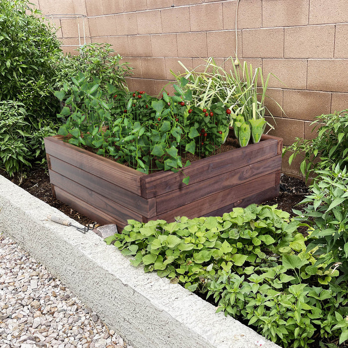 Square Box Wood - 60 x 60 cm Open-bottom Planter - Ideal for Easy Gardening and Plant Growth