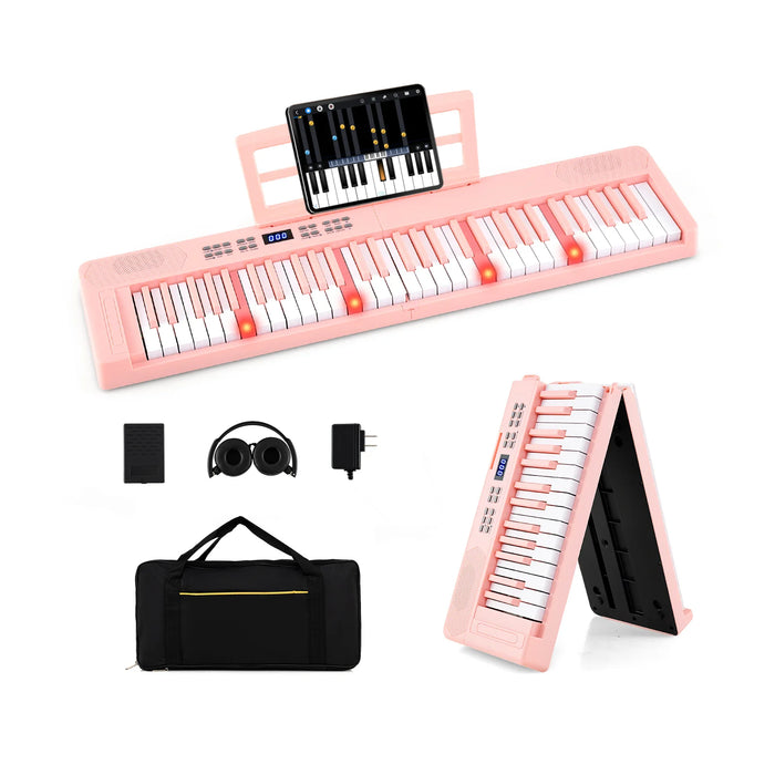 61-Key Foldable Piano Keyboard Full-size Electronic Keyboard with MIDI and Split Function-