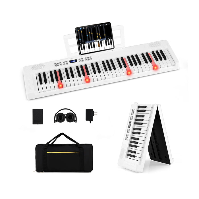 61-Key Foldable Piano Keyboard Full-size Electronic Keyboard with MIDI and Split Function-