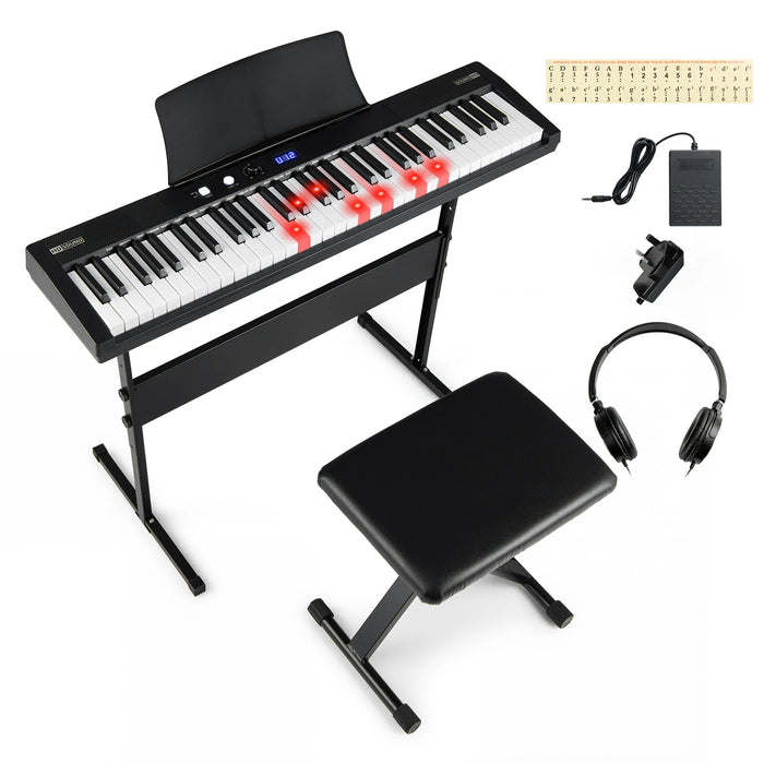 61 Keys Beginners Piano Keyboard Electric Keyboard Kit with Adjustable Stand-