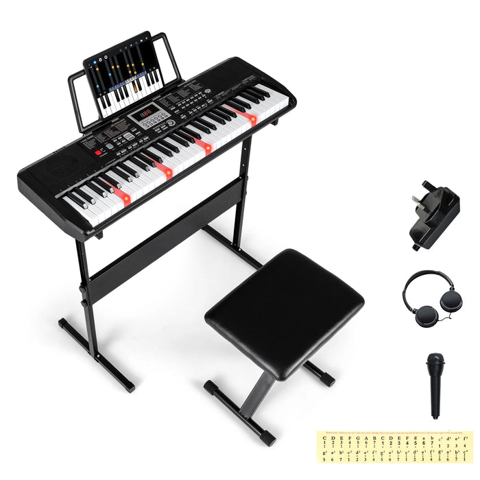 61 Keys Beginners Piano Keyboard with Adjustable Stand and Stool-