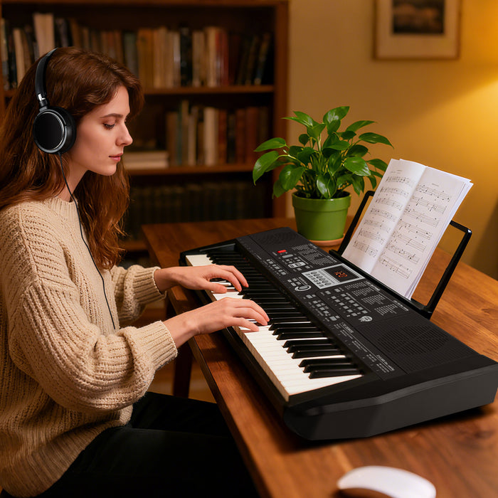 61 Keys Portable Keyboard with 200 Rhythms and 200 Tones for Beginners-