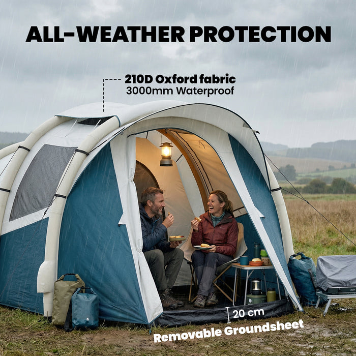 Outsunny Inflatable Camping Tent w/ Air Pump, Easy Setup 2-3 Person Blow Up Tent, Green
