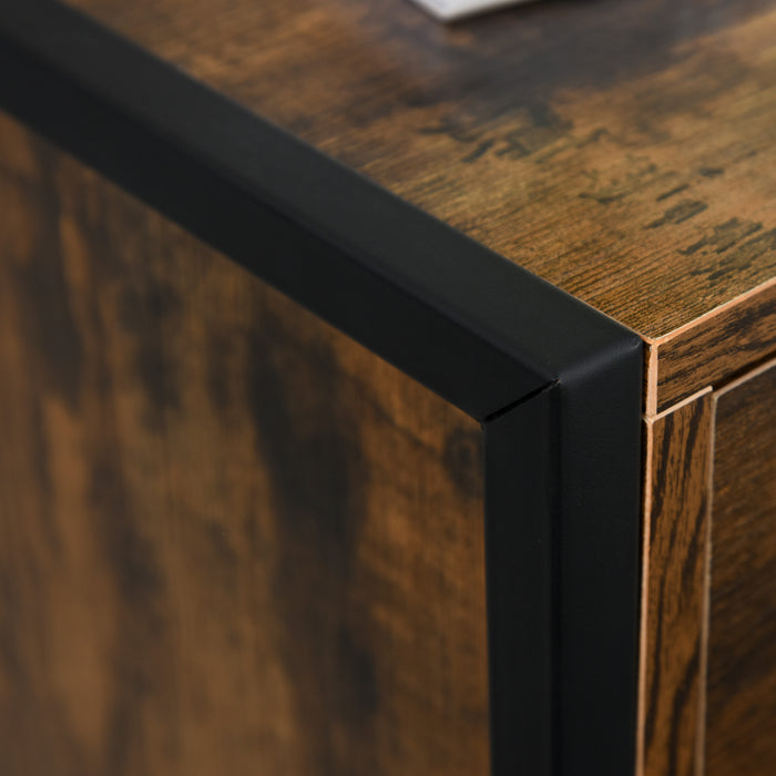 HOMCOM Bedroom Chest of Drawers Set of 2, Industrial 3-Drawer Dresser, Storage Drawers Unit with Metal Frame for Living Room, Rustic Brown