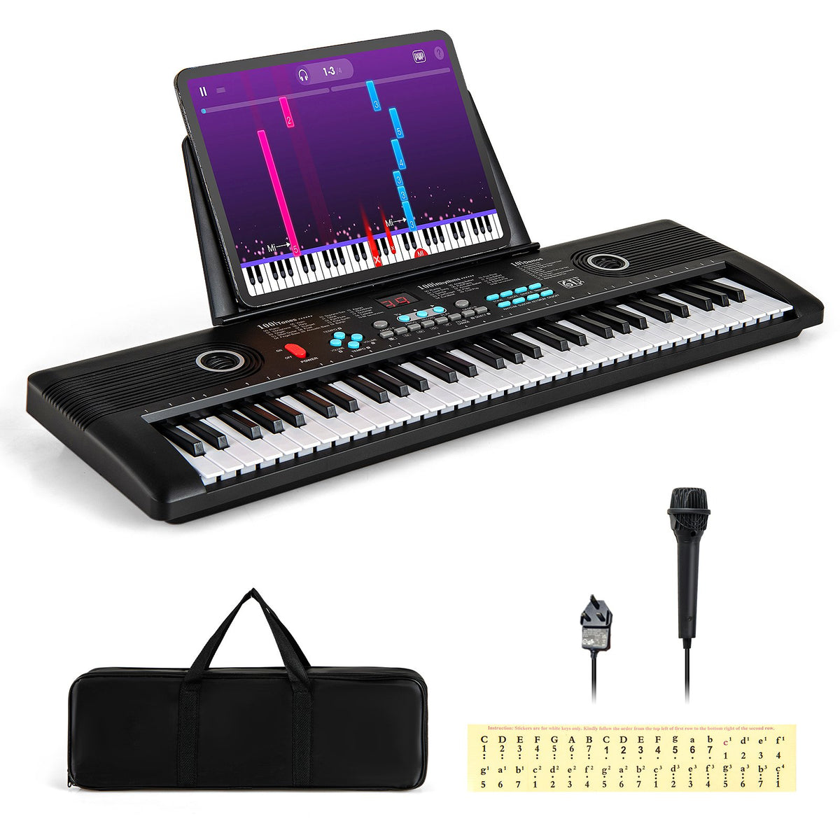 61 Key Keyboard Piano for Beginners Electric Portable Digital Piano-