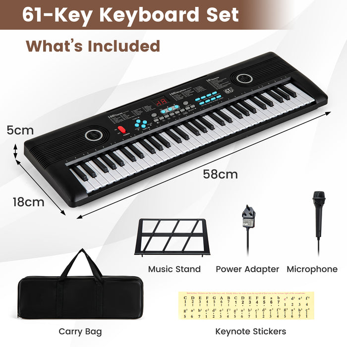 61 Key Keyboard Piano for Beginners Electric Portable Digital Piano-