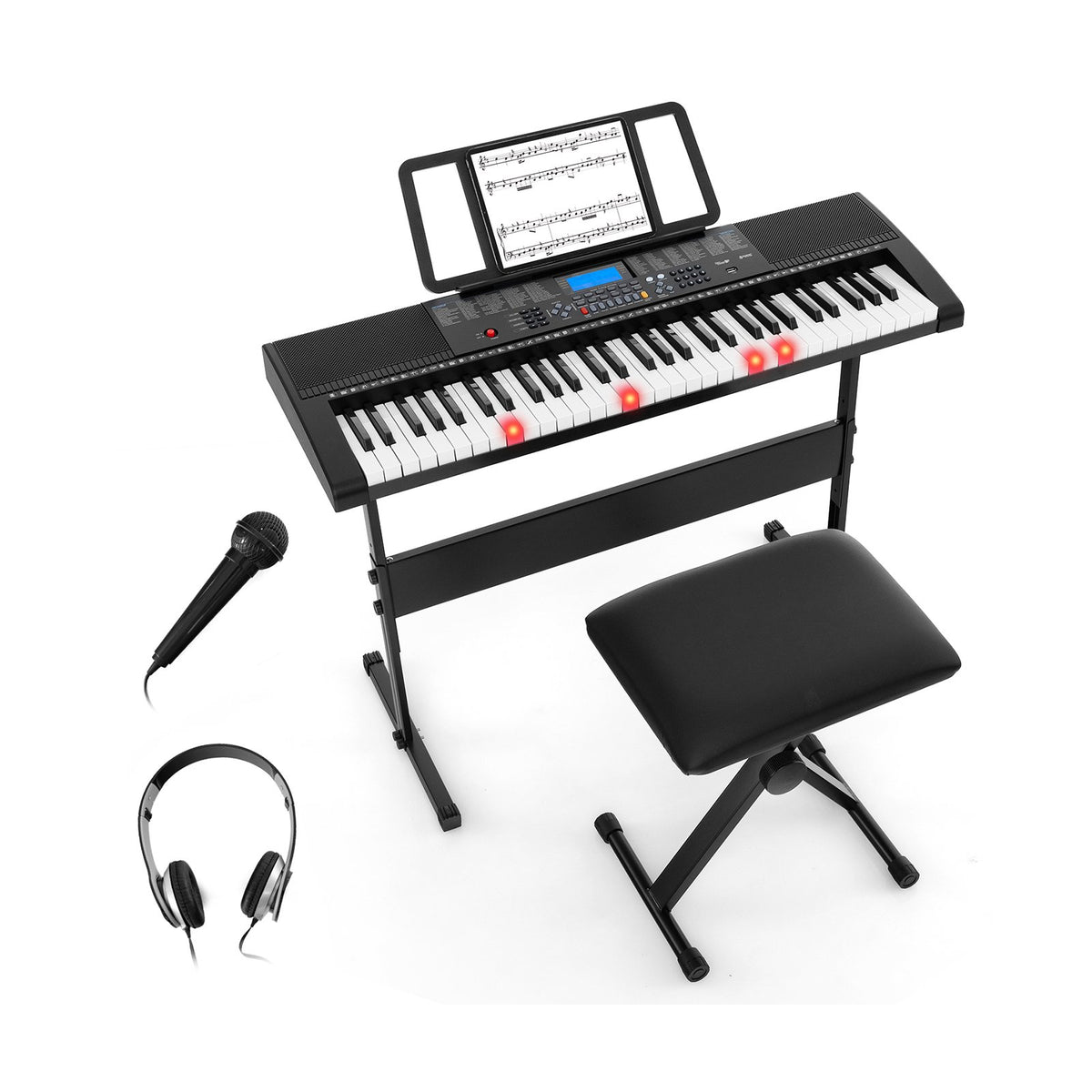 61-Key Portable Electronic Keyboard Piano Complete Digital Piano Set