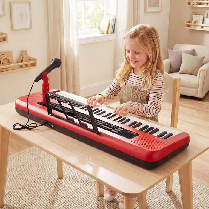 61 Keys Kids Piano Keyboard with Adjustable Stand for Aged 3+ Years Old-
