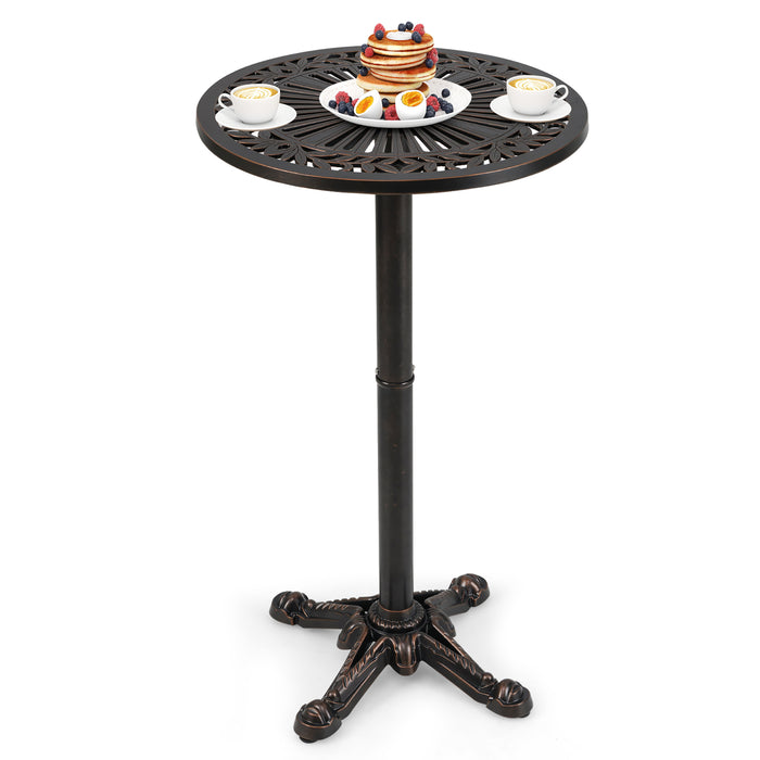 61 cm Patio Round Bar Table with Carved Texture-