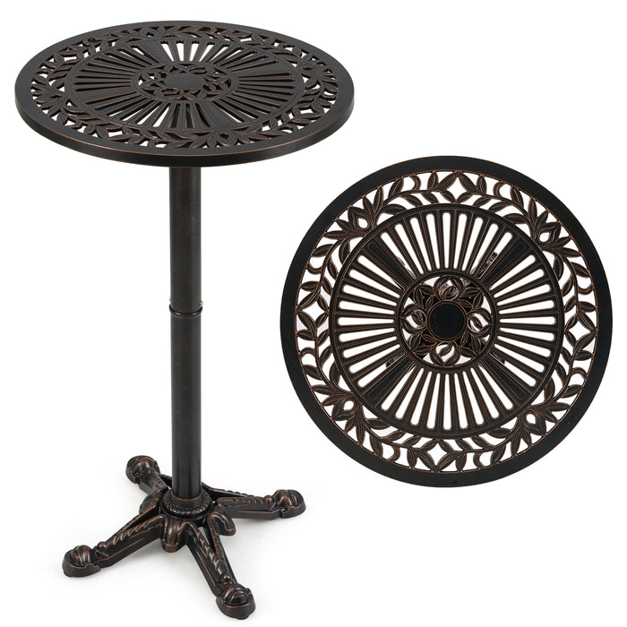 61 cm Patio Round Bar Table with Carved Texture-