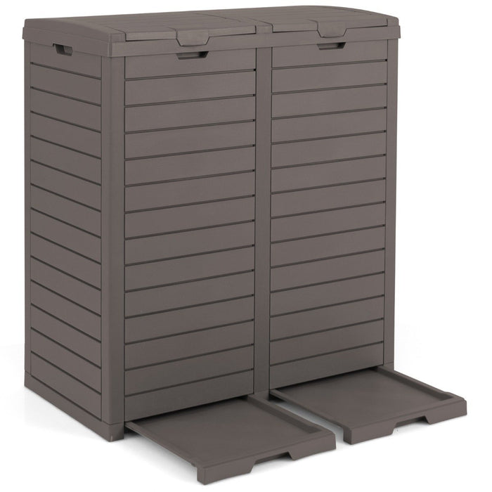 62 Gallon Waterproof Double Bucket Outdoor Trash Can-