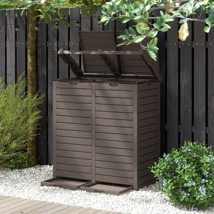 62 Gallon Waterproof Double Bucket Outdoor Trash Can-