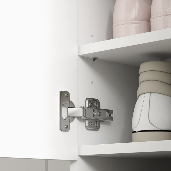 Modern 2-Door Shoe Cabinet with Open Shelf - Adjustable Storage Cupboard Fits 15 Pairs, White - Ideal for Entryway and Hallway Organization