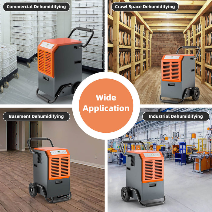 Commercial Dehumidifier 63L - With 24H Timer and Auto Defrost Feature - Ideal for Large Spaces Needing Moisture Control