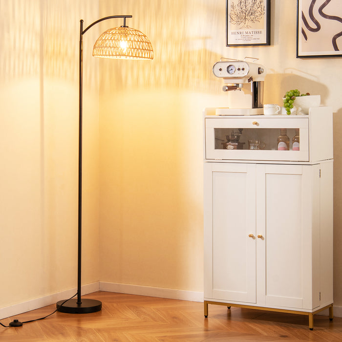63 Inches Modern Arc Floor Lamp with Hanging Lampshade Bedroom-