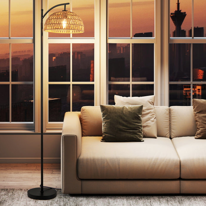 63 Inches Modern Arc Floor Lamp with Hanging Lampshade Bedroom-