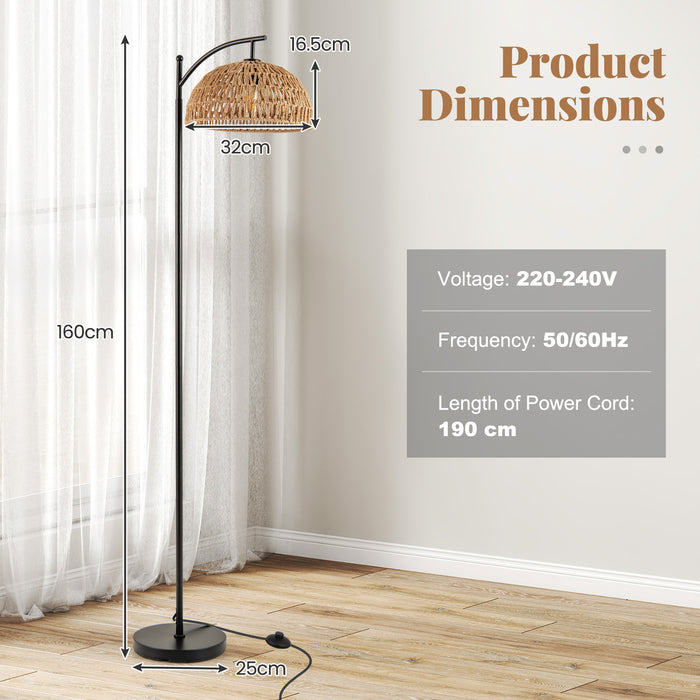 63 Inches Modern Arc Floor Lamp with Hanging Lampshade Bedroom-